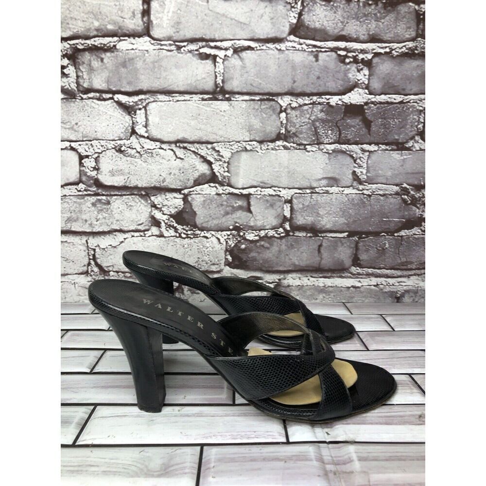 Walter Steiger Black Leather Python Print Heel Sa… - image 5